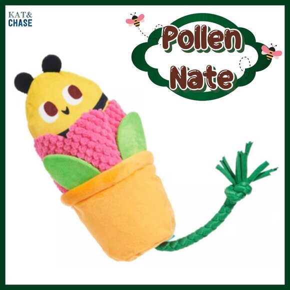 Bark Box Pollen Nate Dog Toy Xs S Bumble Bee Flying Flower Tug Squeaky Garden - Picture 5 of 9